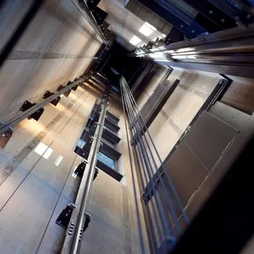 A view of the inside of an elevator.